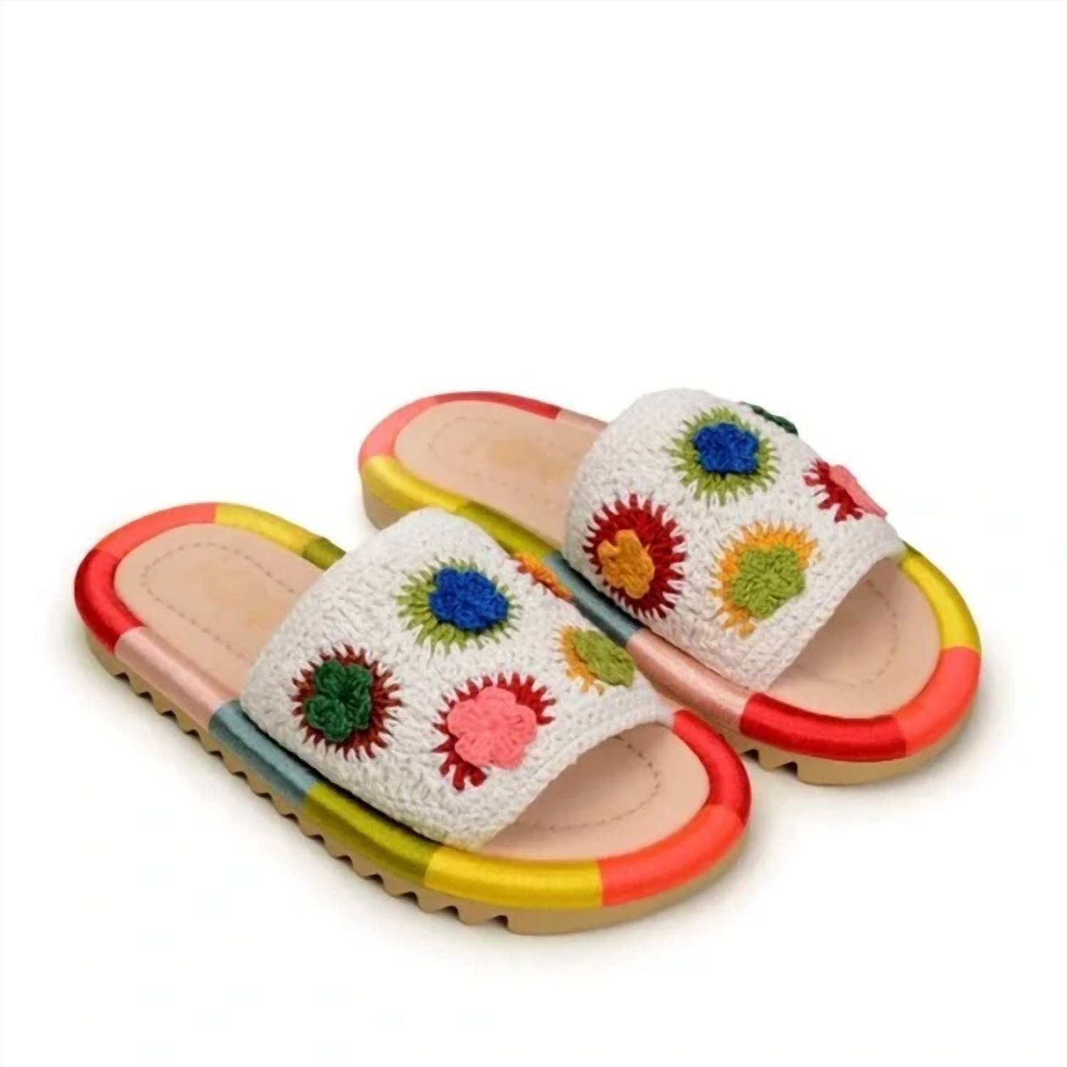 New Farm Rio Women's Crochet Sandals In White Multi